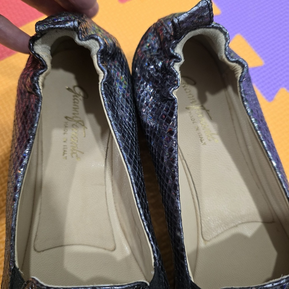 Gianni Ferrante Italy Women's Loafers Size 39 US 9.5-10 | 26cm Holographic Snake - Picture 10 of 12